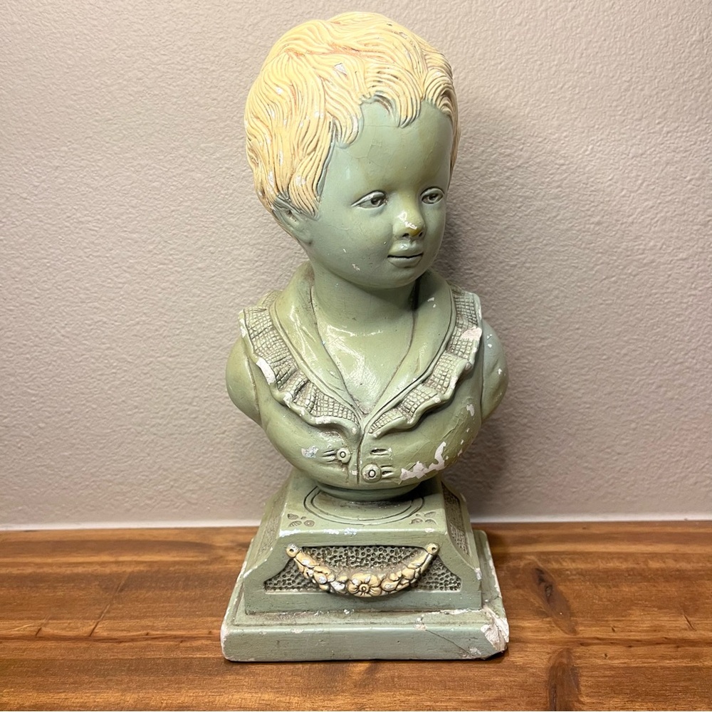 Vintage Jaru MCM Boy Bust Bookend Chalkware Victorian Statue Replacement